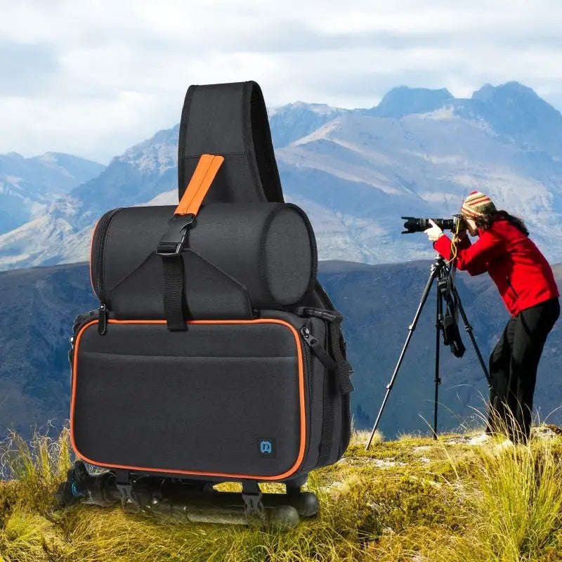 Top Fashion PULUZ Triangle Style SLR Camera Bag Sling Waterproof Backpack Shoulder Messenger Bags with Removable Lens Bag