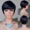Pixie Cut Human Hair Wig Short Straight  Layered Full Machine Made Wig 100% Remy Human Hair for Black Women Natural