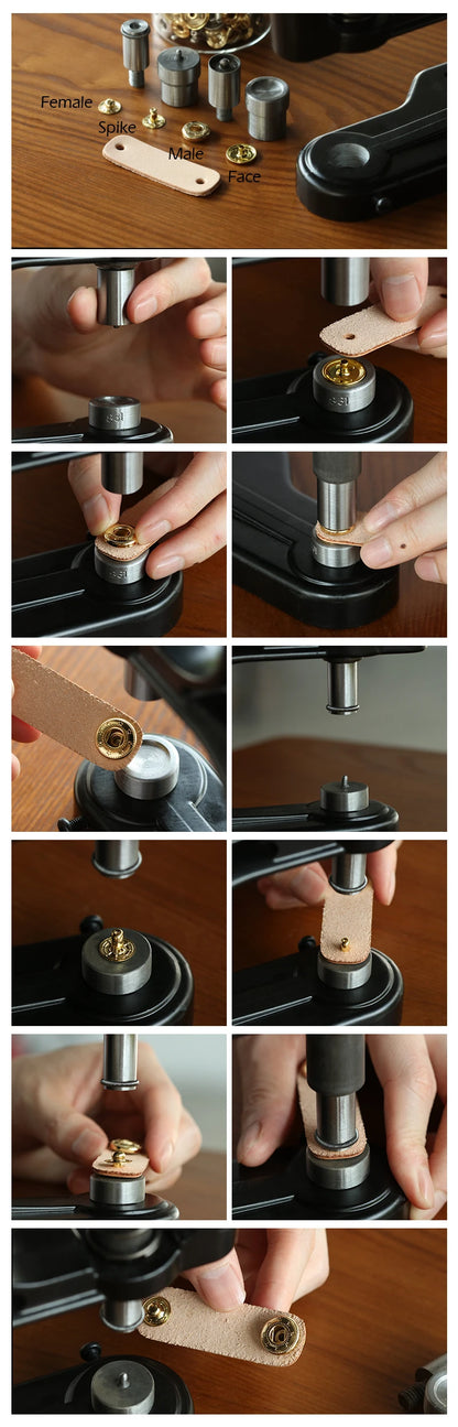 WUTA Manual Button Installation Tool Mute Punching Mushroom Rivets, Eyelet Hand Pressing (without /with Machine) DIY Craft Tools