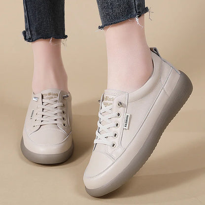 2026 Summer New Style Genuine Leather White for Women Flat Shoes That Are Not Tiring for Feet Lazy Shoes Fashionable Sneakers