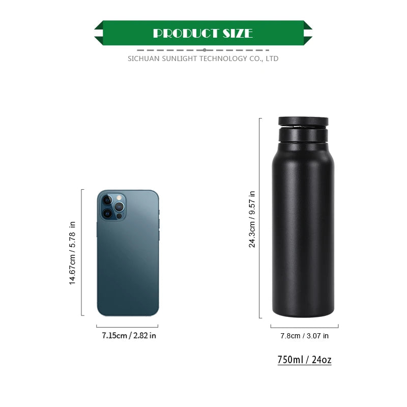 Magsafe Gym Bottle 750ml Sport Drink Bottle 24oz Double Wall Tumbler Stainless Steel Thermos Water Bottle with Magnetic Lid