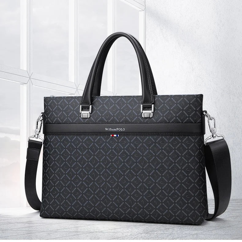 Business Men Office Bag Casual Men Briefcase Leather Laptop Bags Luxury 14 Inch Laptop PVC Briefcase Bag