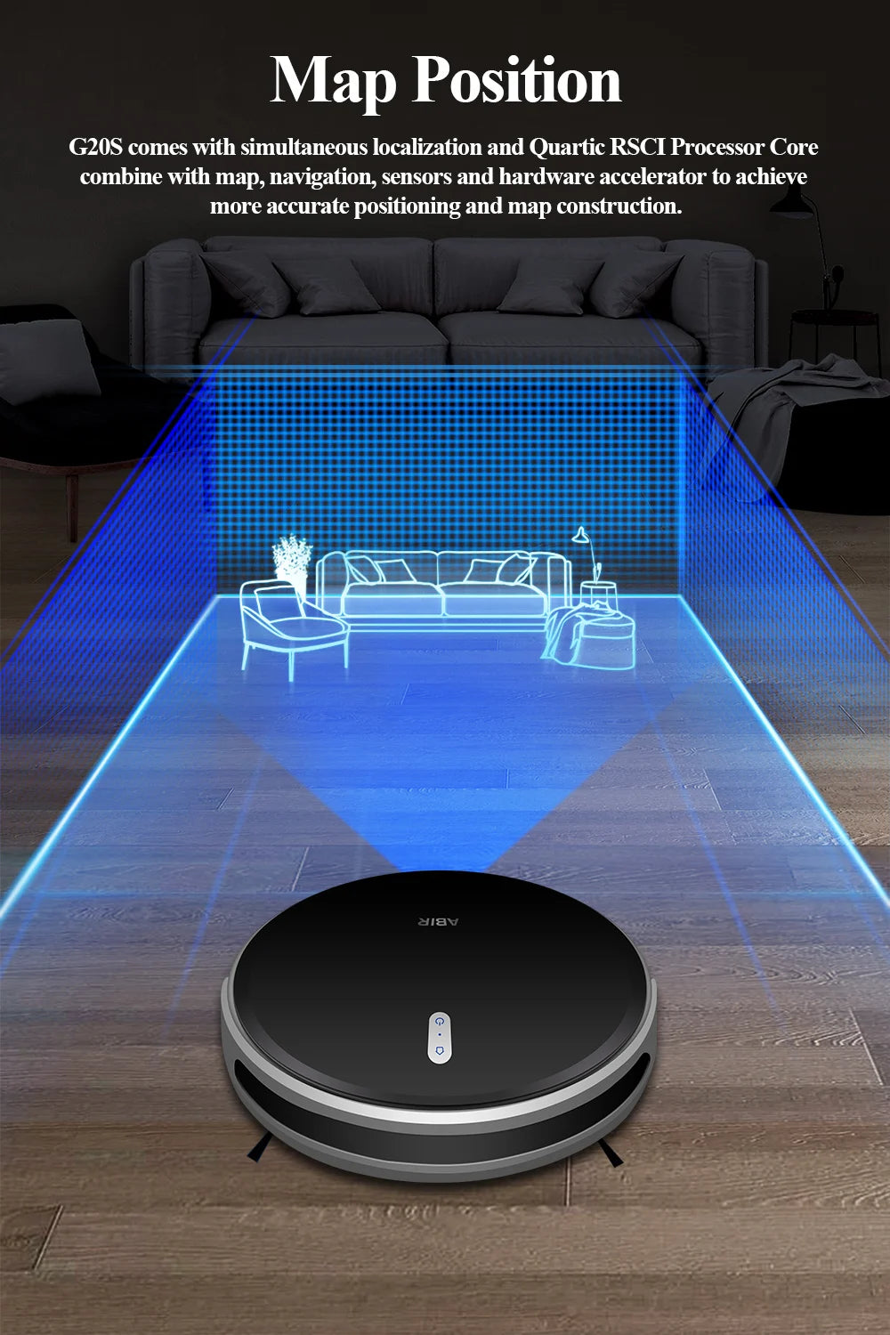 Robot Vacuum Cleaner G20S, 6000Pa Suction,Remote Upgrade, 2 in1 Wet Dry Mop, Wifi App, Smart Vaccum Auto Floor Washing for Home,