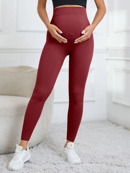 3042  High Quality Nylon Seamless Maternity Yoga Pants Pregnant Women Gym Sport Supporting Abdomen Pregnant Workout Leggings