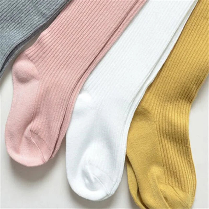 Children Tights For Girls Cotton Knitted Kid's Girls Pantyhose Solid Soft Baby Leggings White Black Tight Spring Autumn 1-9Years