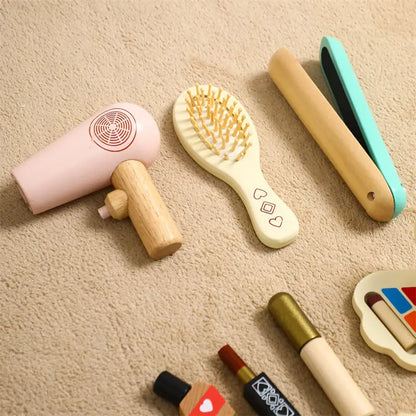 Wooden Makeup Toy Set for Kids 2 to 4 Years Play House Pretend Play Educational Boxed Gift Idea