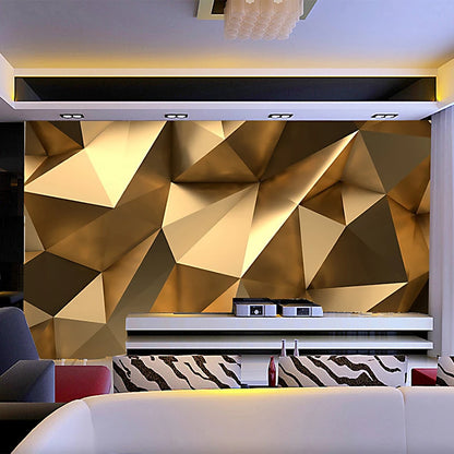 Photo Wallpaper Modern 3D Stereo Golden Geometric Murals Living Room TV Background Wall Decor Self-Adhesive Waterproof Stickers