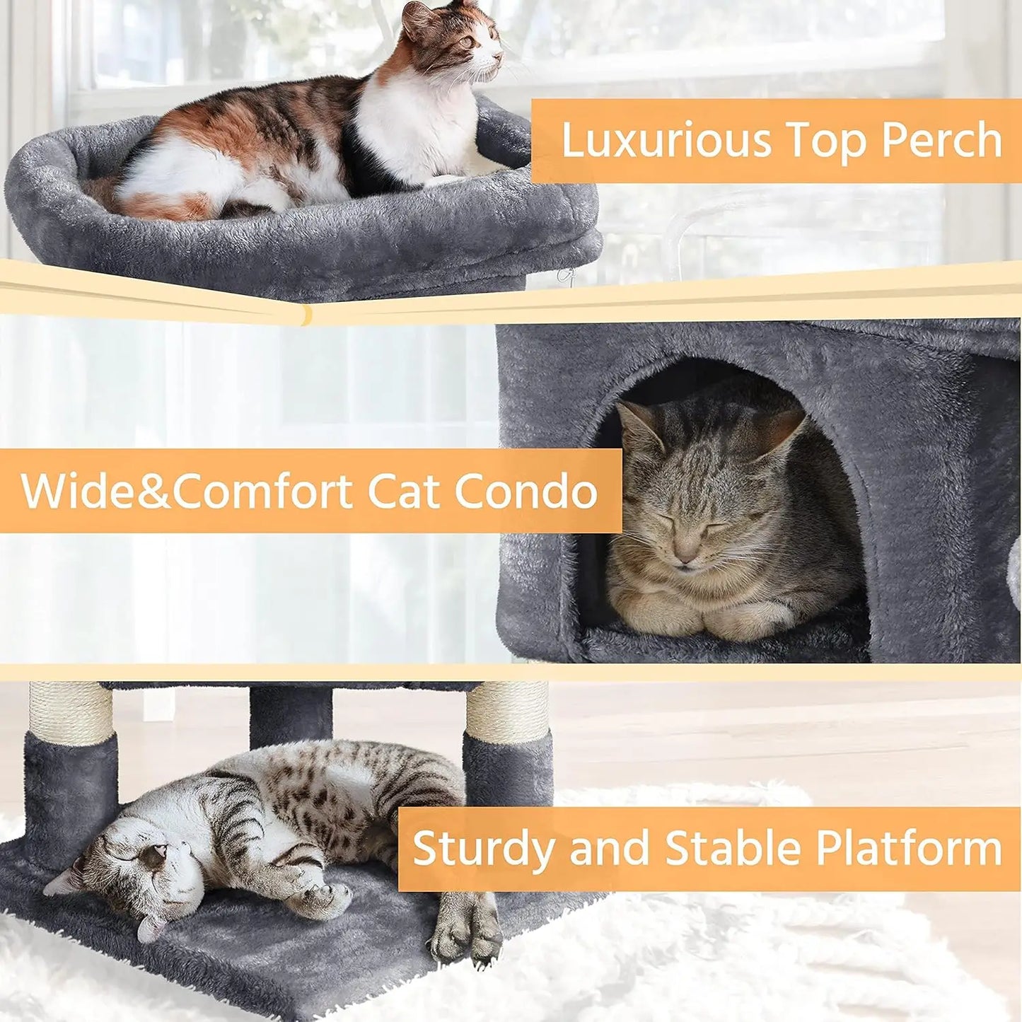 Hot Sale 23.5 Inches Cat Tree Tower Dark Gray Condo Sisal-Covered Scratching Posts Furniture for Pet Activity Cat House