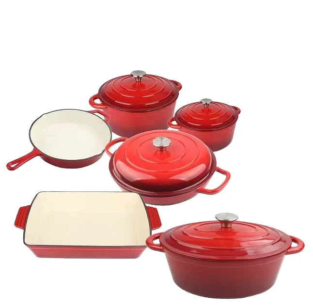 Beyond Classic Design Cast Iron Casserole Dish Enamel Coated Shallow Sea with Durable Metal Construction