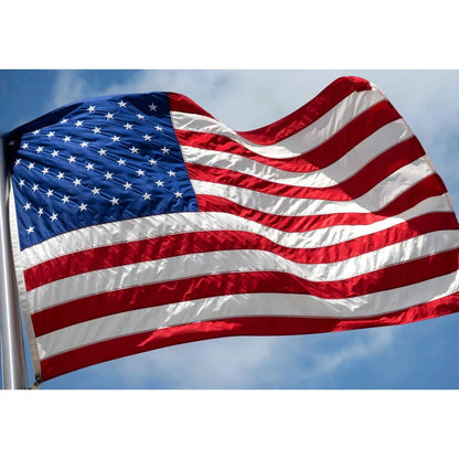 Set of Four American Flags HMS Embroidered Nylon Red White and Blue Display Accessories