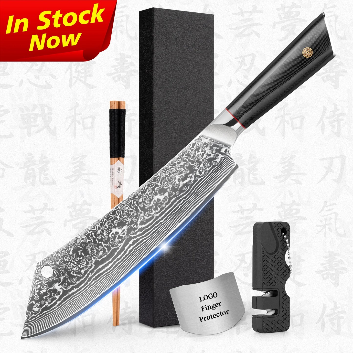 10% Off Custom Logo 67 Layers v Gold G10 Handle 9.5 Inch Damascus Camel Slaughter Knife with Magnet Gift Box