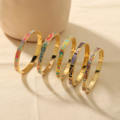 Women's 18K Gold Fashion Bracelet Personalized Dropshipping Gift Painted Enamel on Stainless Steel Bracelets for Women Wholesale