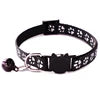 Cute 1.0cm Reflective Stripe Cat Collar with Breakaway Head Plastic Buckle Polyester Small Colored Bell Printed Pet Paws Design