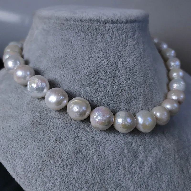 Wholesale 925 Silver Fashion Jewelry Pearl Necklace Real Natural Freshwater Baroque Pearl Necklace
