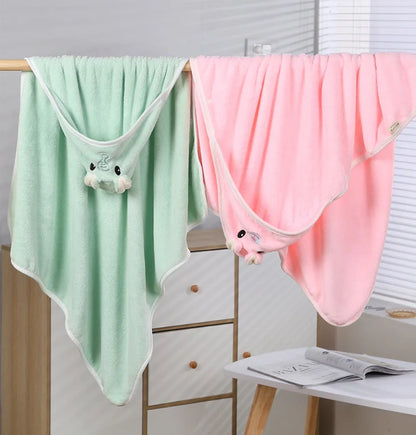 Custom Coral Fleece Animal Hooded Baby Bath Towel Swaddle Wrapping Wearable Blanket for Child's Bathroom & Bedroom