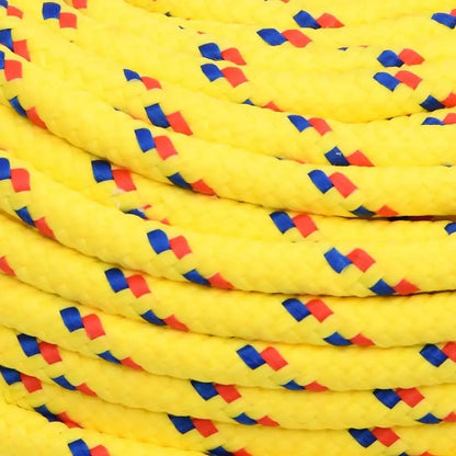 W2B VidaXL 0.31\" Yellow Boat Rope 82.0' Braided Polypropylene HDPE Polyethylene Nylon Polyester-Coiled Packing