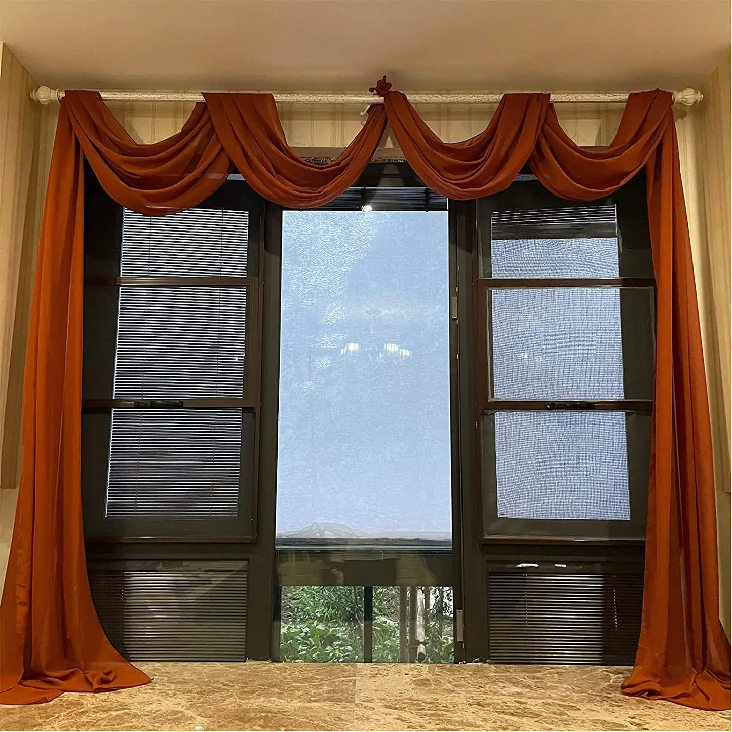 70X500cm Rust Chiffon Wedding Arch Draping Fabric Terracotta Solid Drapery Ceremony Reception Backdrop Curtain Party Swag Decor