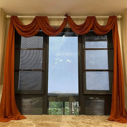 70X500cm Rust Chiffon Wedding Arch Draping Fabric Terracotta Solid Drapery Ceremony Reception Backdrop Curtain Party Swag Decor
