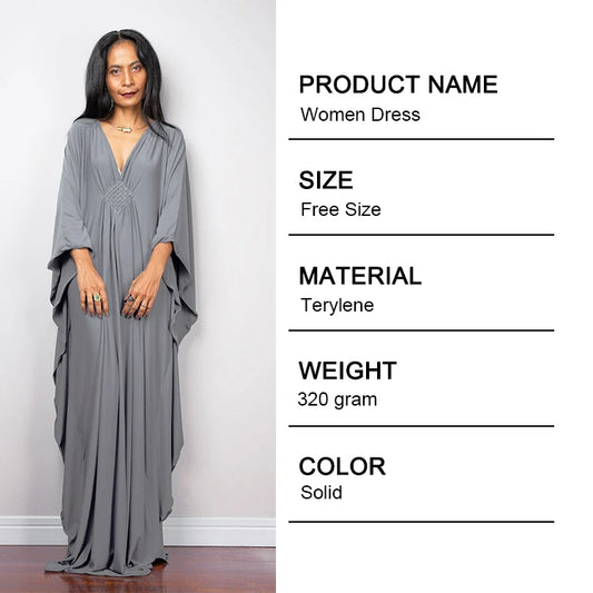 Trendy Design Knot Beach Maxi Dresses Solid V Neck Women Dress Clothing