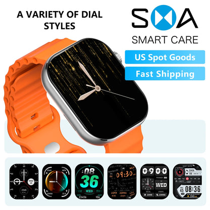 US Fast Ship Smartwatch for Men 2.01" AMOLED Display Always-on Heart Rate Monitor IP68 Waterproof Multi-Sport Tracker with Sleep