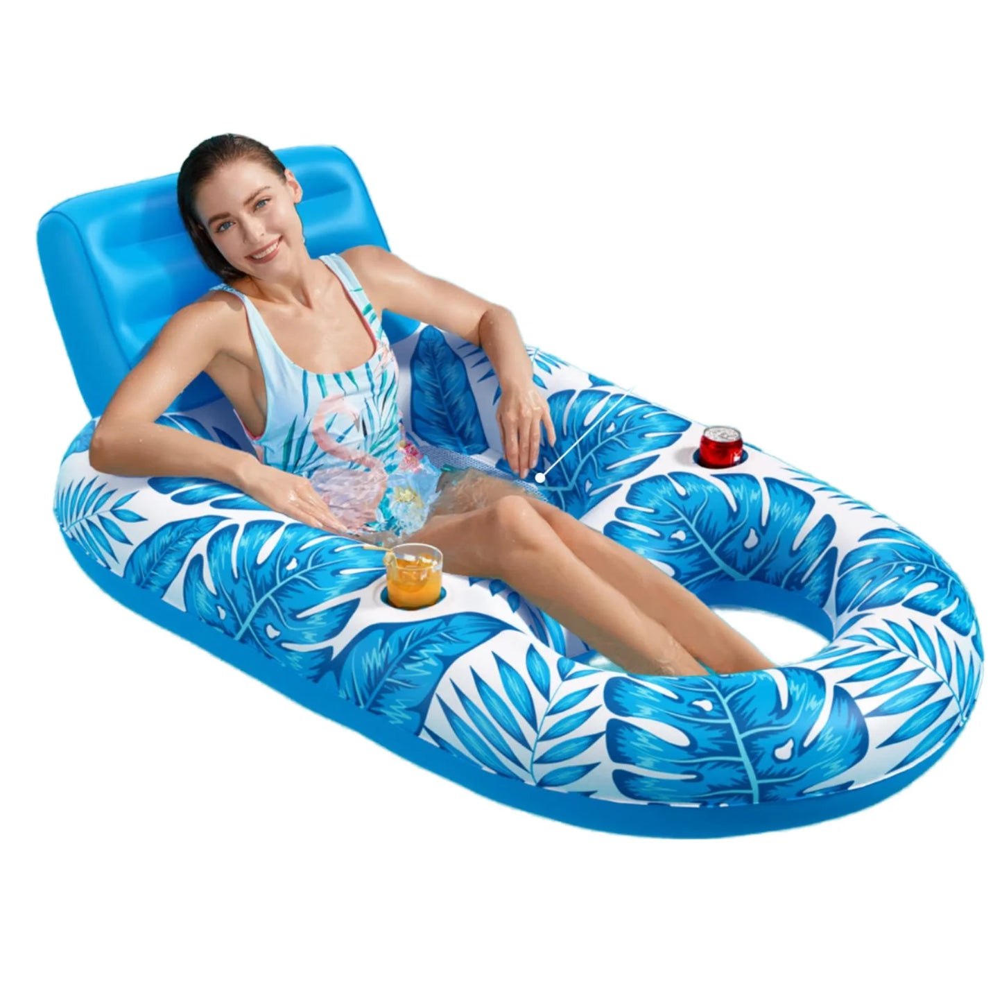 Portable PVC Floating Mat for Outdoor Pool Use Easy-to-Carry Inflatable Design Cup Holders Durable Water Resistant CE Certified