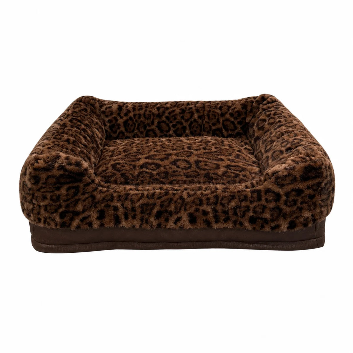 Luxury Leopard Faux Fur Pet Sofa Bed  Removable Washable Cover High Resilience Orthopedic Dog Bed Support Custom Dropshipping