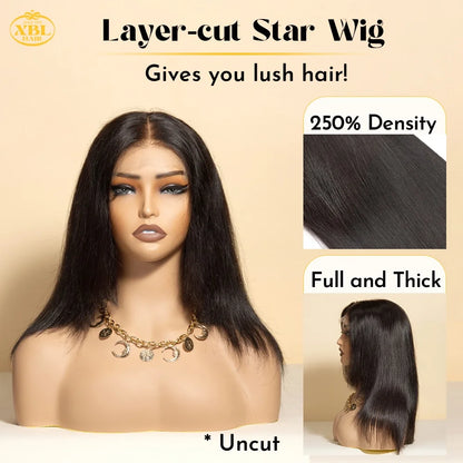 Free Shipping 250% Density Full End Thick Layered bob Wig 5x5 hd Lace Closure Cuticle Aligned Raw Virgin Human Hair Wig