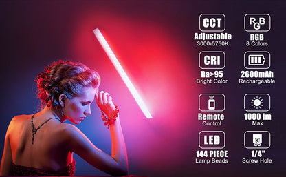 LUXCEO Q508A RGB Photography Light LED Handheld Video Tube 3000K-6000K Rechargeable Battery Studio Photo Lamp for Youtube TikTok