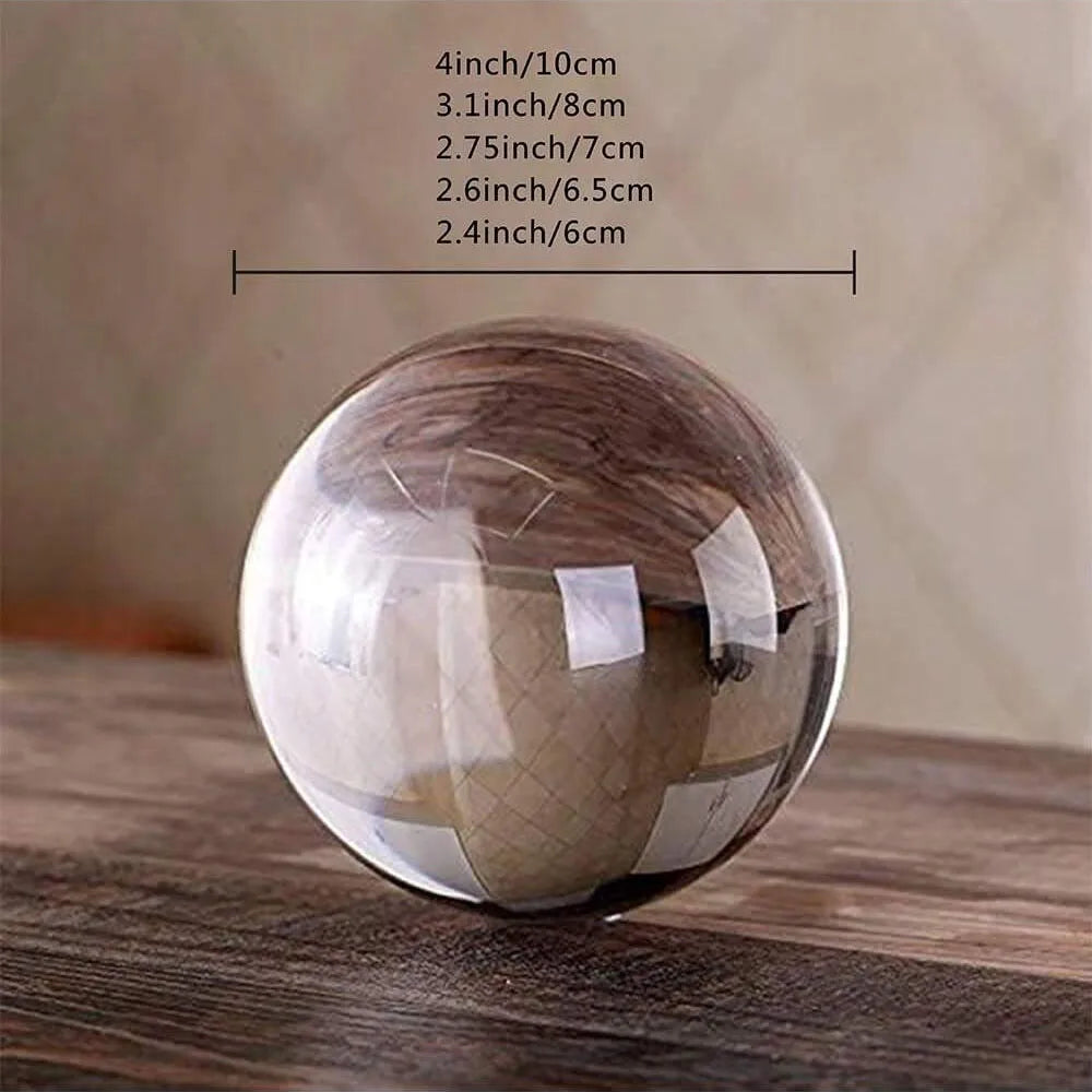 65mm Clear Acrylic Crystal Sphere with Wooden Stand Healing Crystal Ball for Meditation, Home Decoration Various Sizes