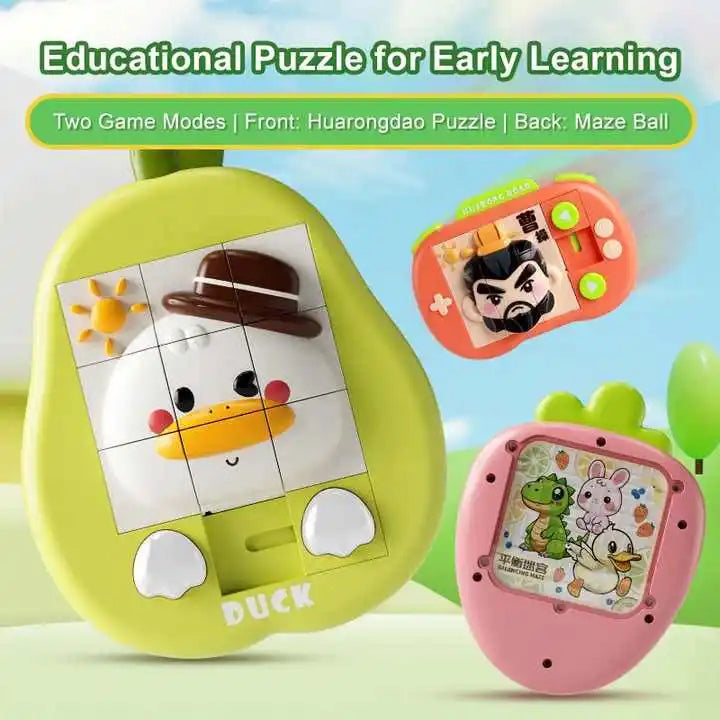 OEM Educational Handheld Game Console 3D Huarong Road Fun Puzzle Toys 2 in 1 Maze Game Unisex Plastic Toy
