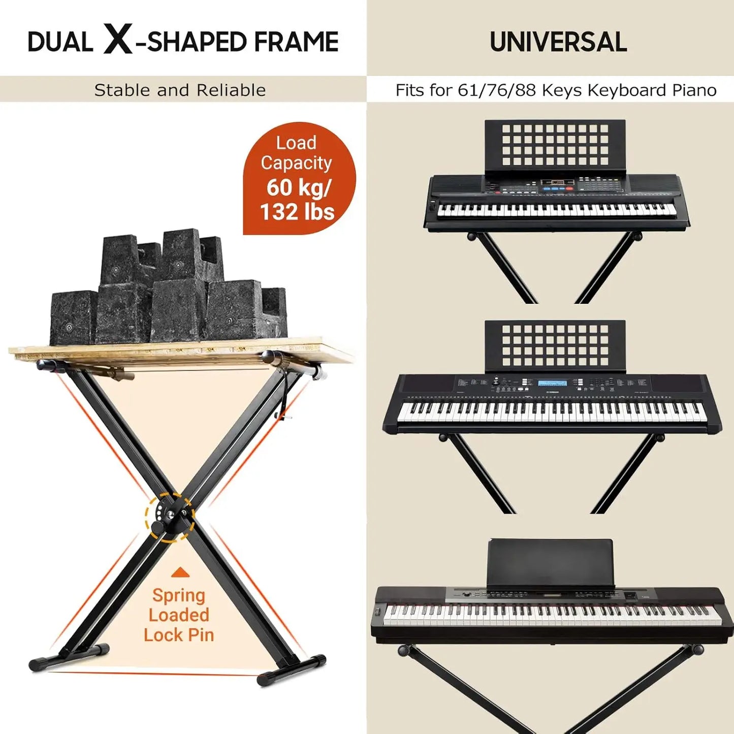Wholesale Heavy -Duty Adjustable Digital Piano Keyboard Piano X-Frame Stand  Electric Piano  Stand