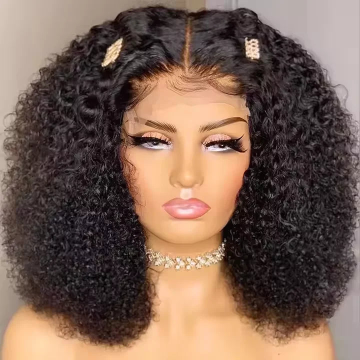 Afro Kinky Curly Raw Brazilian Virgin Human Hair Wig 4x4 Lace Frontal Closure HD Transparent Lace Front Natural Human Hair Wig