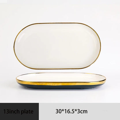 Home Premium Good Rim Ceramic Plates Sets Dinnerware Plate Dish