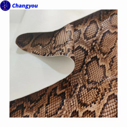 A-4109 PU Artificial Snake Skin Print Glossy Fabric Eco-Friendly Synthetic Leather for Bags Sofa Customization for Furniture