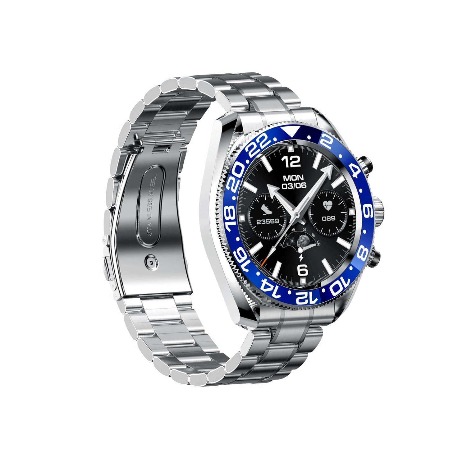 New Products Smartwatch AW35 2024 Round Screen Metal Band Ip67 Waterproof BT Call Heart Rate Sport Business for Men