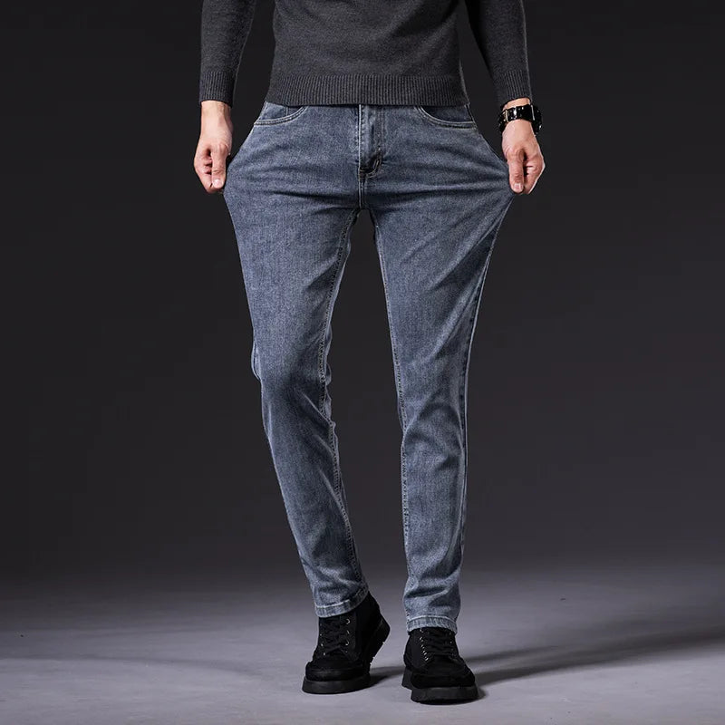Herren-Jeans 2022 Großhandel Hochwertige Retro-Jeans in Schwarz für Herren, gewaschen, locker geschnitten, mit elastischem Bund