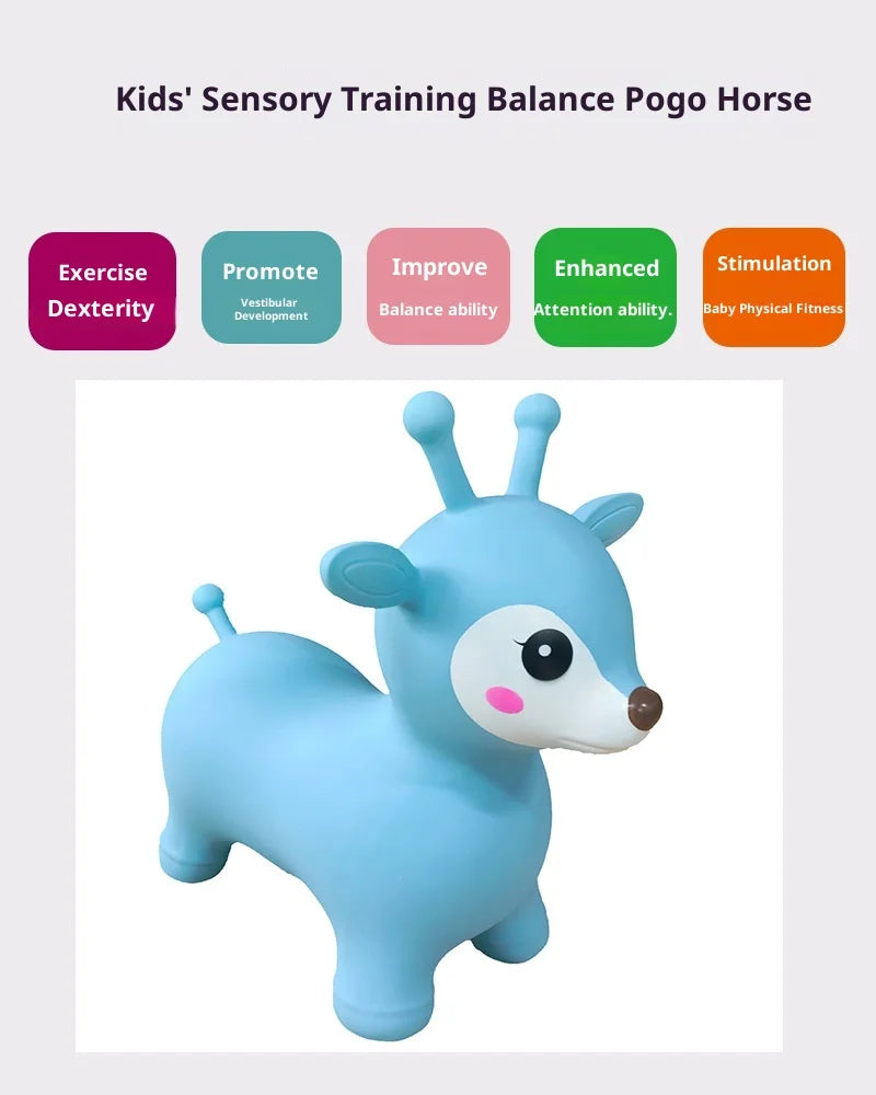 Fox Jumping Horse Pvc Inflatable Thickened Hopping Horse Children's Small Ride-On Toy for 2-4 Years Old