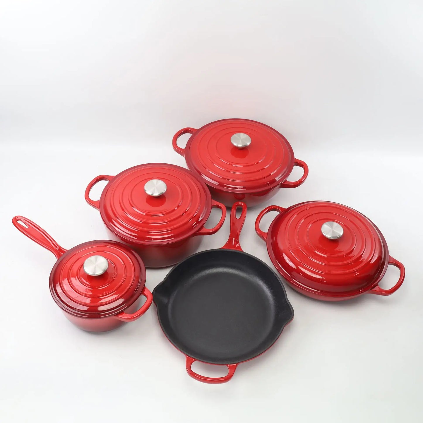 Best-selling Household Cast Iron Enamel Pots Ceramic Non-stick Pans Multi-functional Stew Pots Flat-bottom Pans