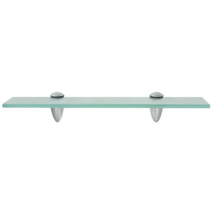 W2B VidaXL Modern Design Clear Tempered Safety Glass Floating Shelf Zinc Alloy with Polished Finish for Hotels and Apartments