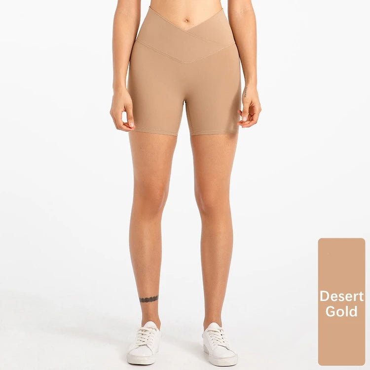 Xsunwing New Gymwear Clothing Fitness Workout Yoga Biker Shorts V Cut Waist Seamless Scrunch Butt Running Shorts Women WLQ2201