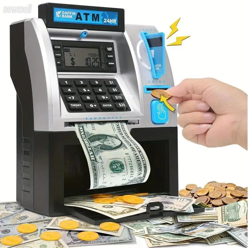 Interactive Plastic ATM Piggy Bank for Children Fun Real ATM Features Engaging Monetary Learning Game for Kids