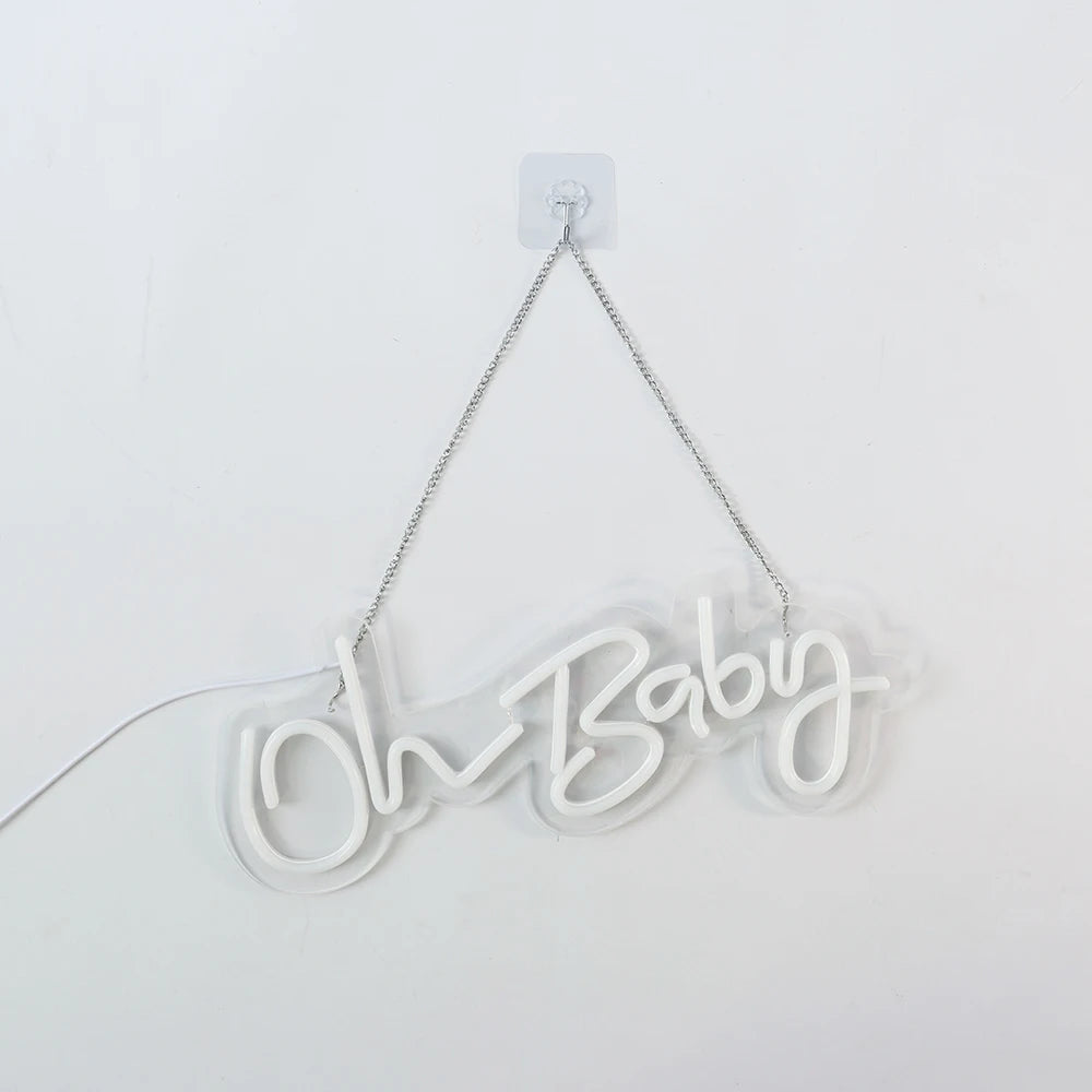 Oh Baby Creative Neon Sign LED Luminous Letter Style Atmosphere Decoration Acrylic