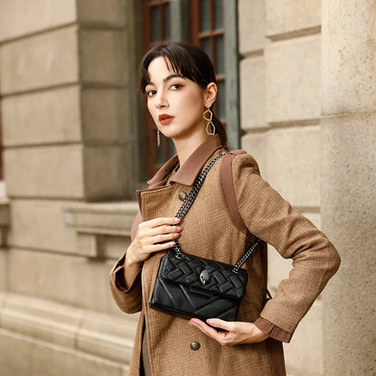 Foreign Trade Cross-Border E-Commerce Women's Chain Crossbody Shoulder Bag Flap Closure PU European Retro Style Small Handbag