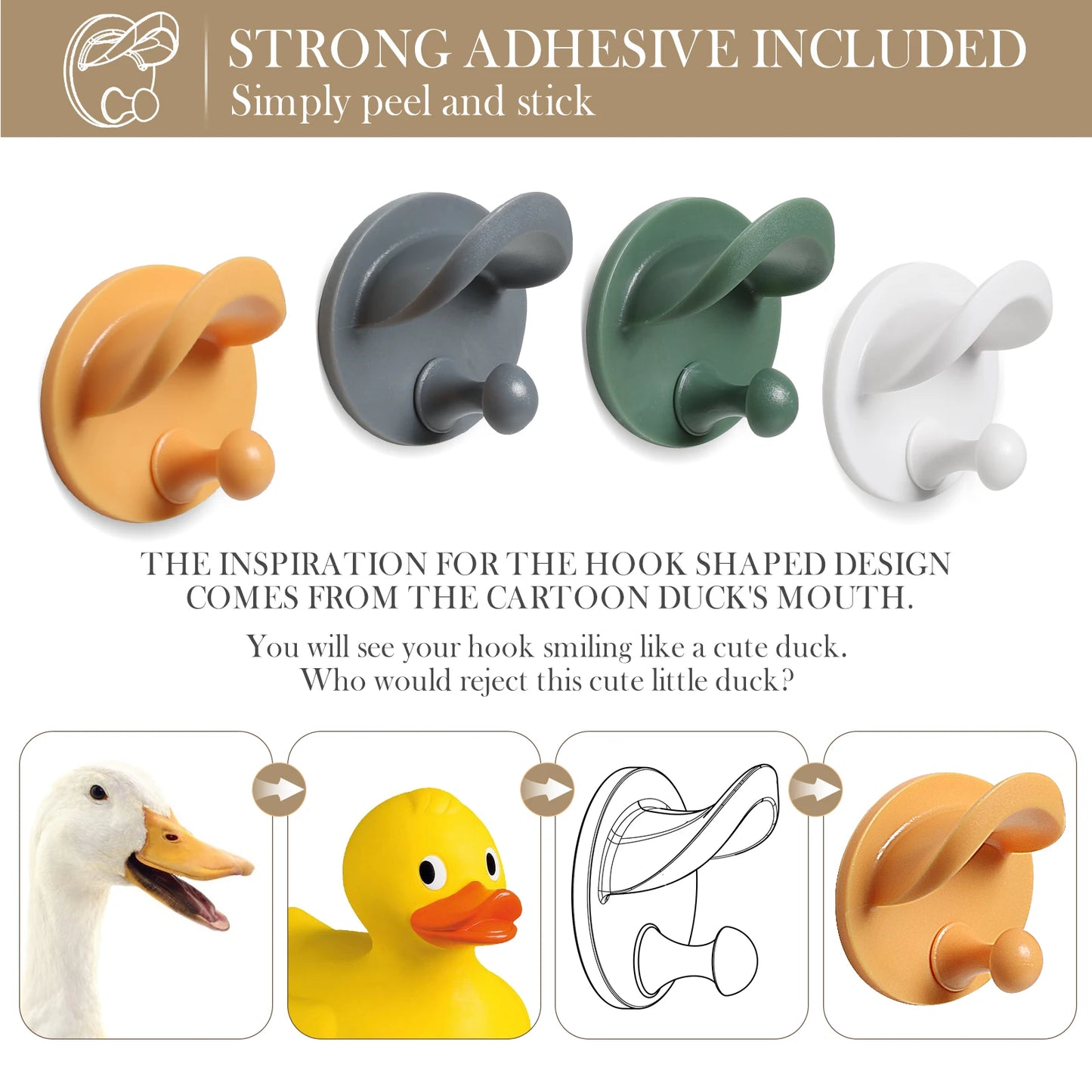New Arrival Kitchen Home Duckbill Design Hanging Hooks 2 Pcs Creative Multi-Purpose Utility Hooks