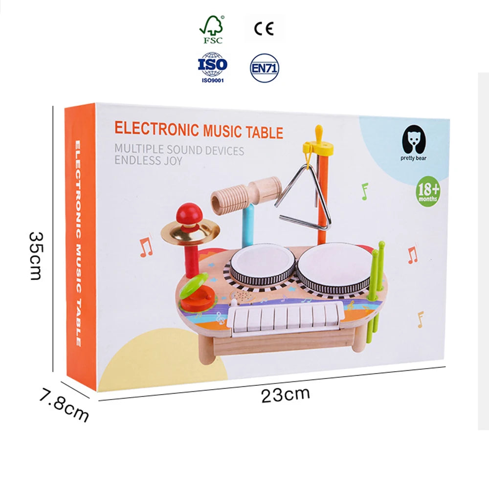 Montessori Toy Wooden Multifunctional Drum Set Toy for Kids Children's Musical Enlightenment Educational Percussion Toy