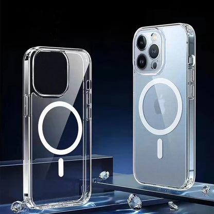 Stylish Transparent Acrylic Shockproof Wireless Charging Mobile Case Holster for iPhone 7/8/XR/XS/11/12/13/14/15/16/17 Pro Max