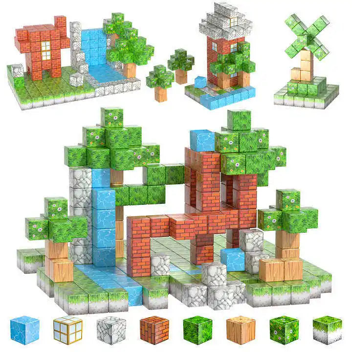 Magnetic Block Puzzles Creative DIY Educational Assembly Building Blocks Bagnetic Attraction 2.5cm Large Particle Kids Toys