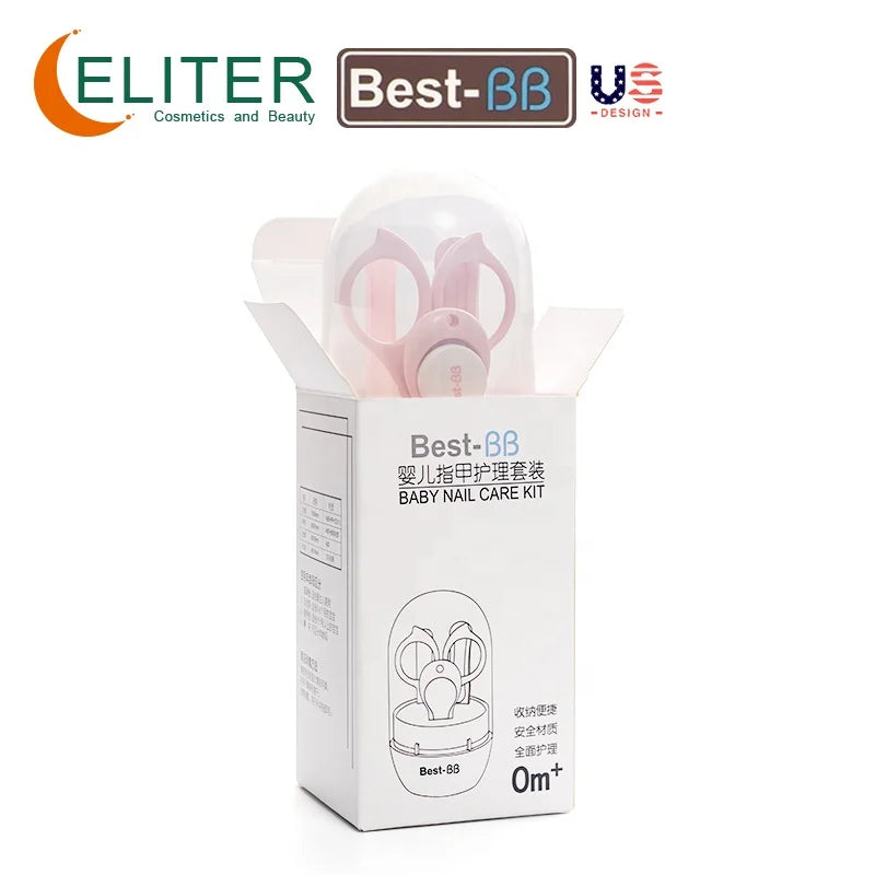 Eliter Hot Sell in Stock 4 in 1 Pink Blue With Plastic Tube Baby Set Babi Care Tool 4In1 Manicure Kids Cute Manicure Set