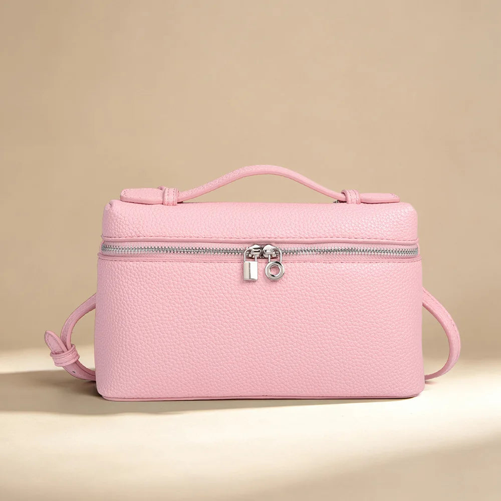 Signature Chic Lunch Bag Versatile Single-Shoulder Pu Cosmetic Bag Women Niche Elegant Crossbody Box Purse Zipper Small