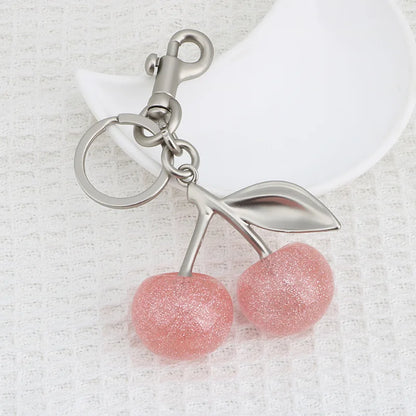 Cherry Bag Charm Fashion Accessories Golden Key Chain Glitter Resin Purse Charm for Bags